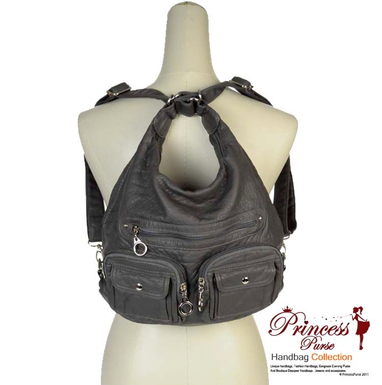 Designer Inspired Multi Ware Hobo Backpack and Handbag w Front ...