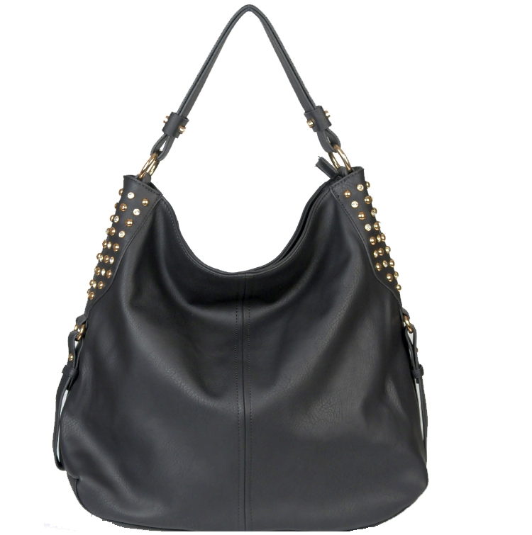 Designer Inspired Faux Leather Hobo Style Handbag w Studs ...
