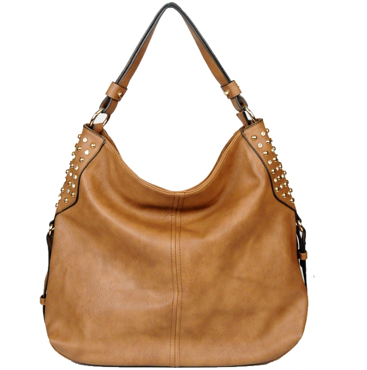 Designer Inspired Faux Leather Hobo Style Handbag w Studs ...