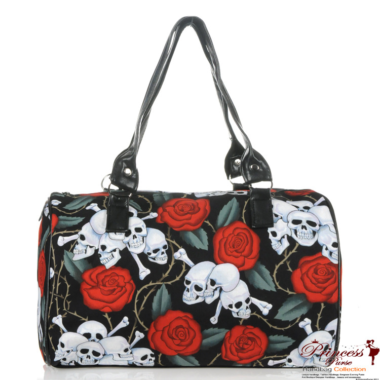 Designer Inspired Cross Bones and Skulls w Roses Handbag (made in USA ...
