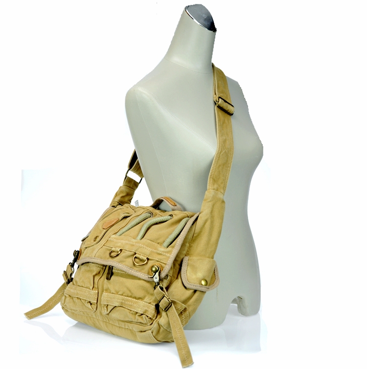 Military Style Cross Body Fabric Bags w Multi Pockets