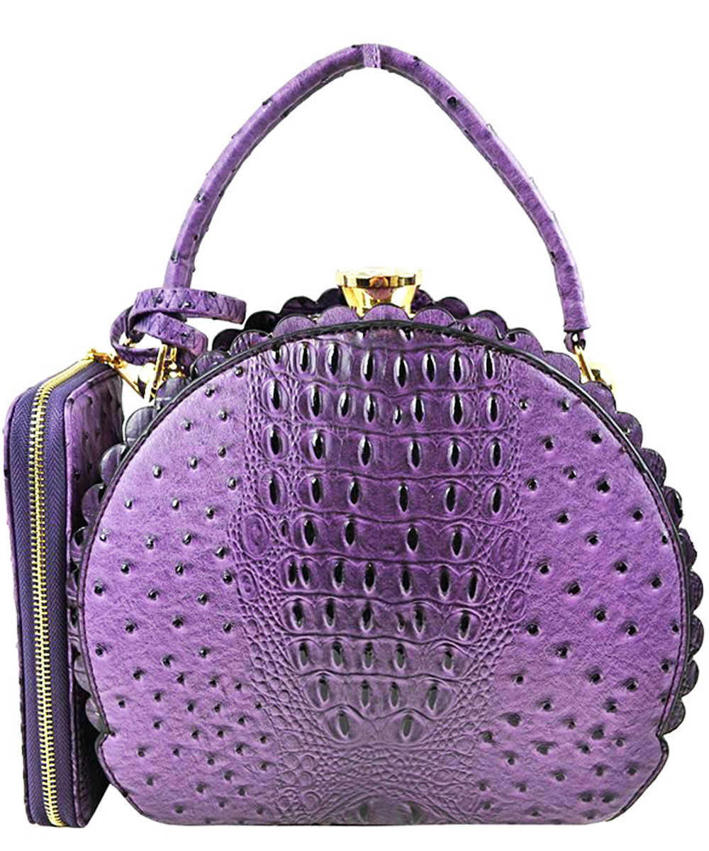 Fashion Faux Leather Ostrich Handbag QW1963 PURPLE: Wholesale Handbags ...