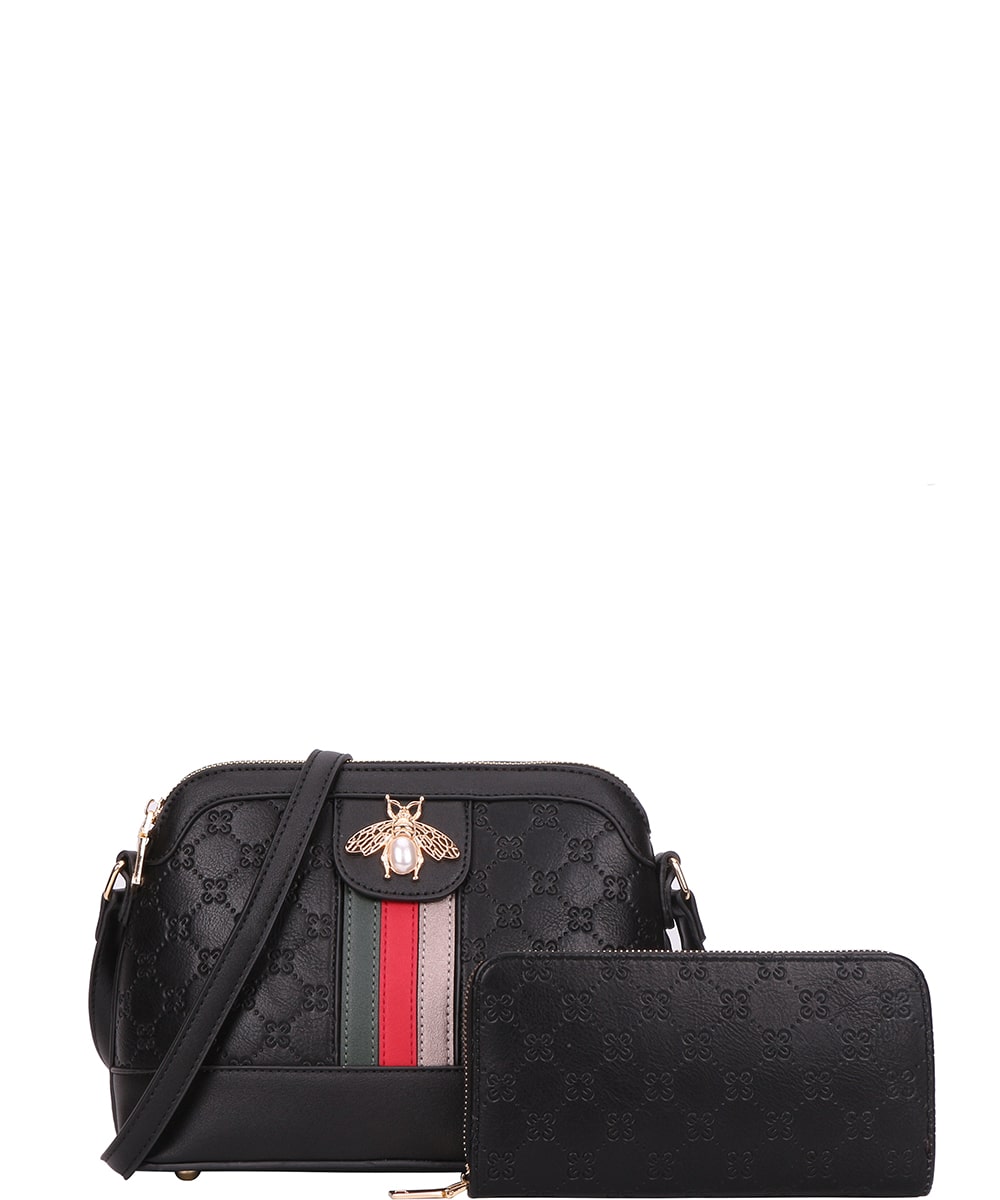 Queen Bee Stripe Crossbody - Messenger Bag > Fashion Handbags > Mezon  Handbags