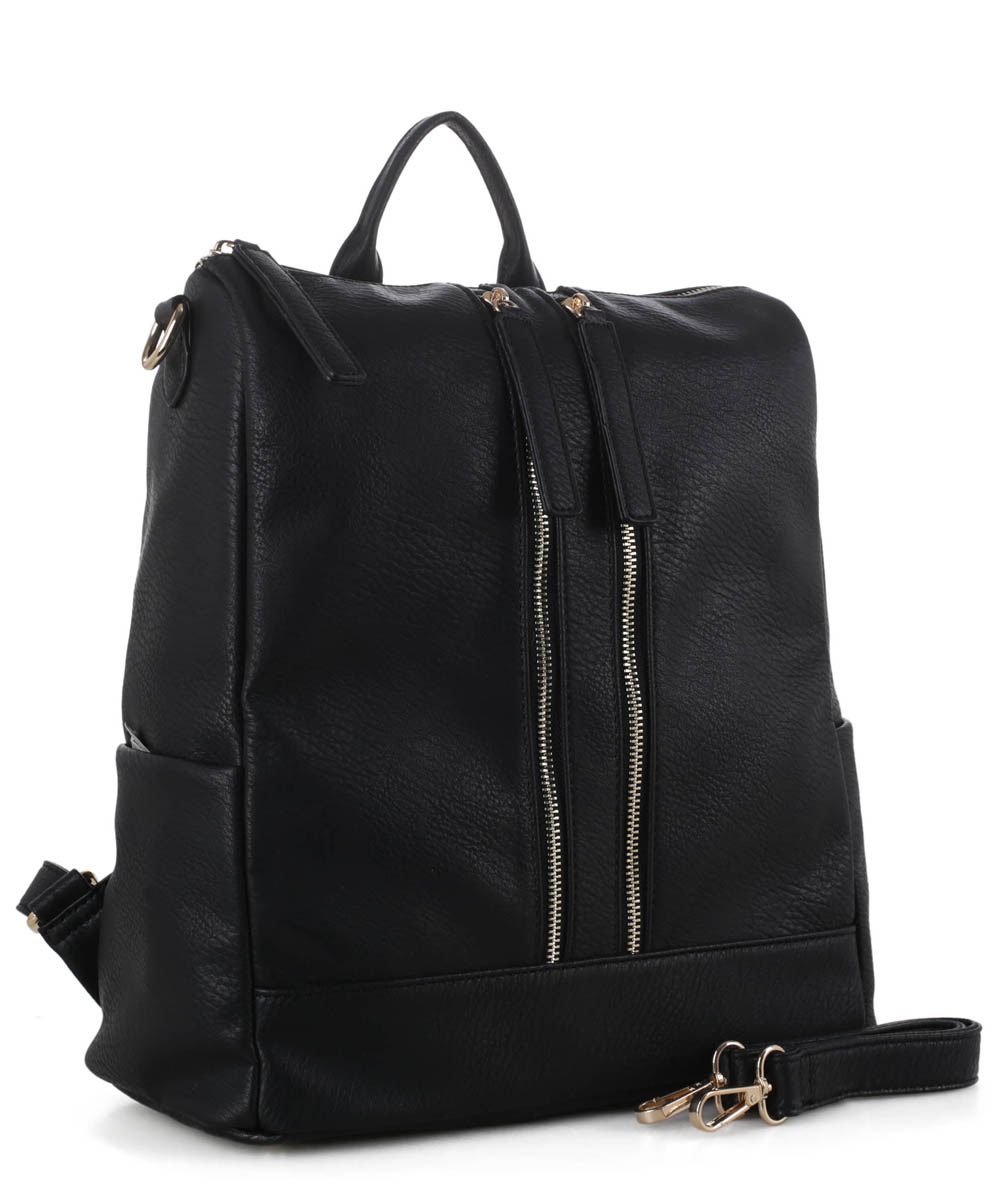 Faux Leather Fashion Backpack ES3374 BLACK: Wholesale Handbags ...