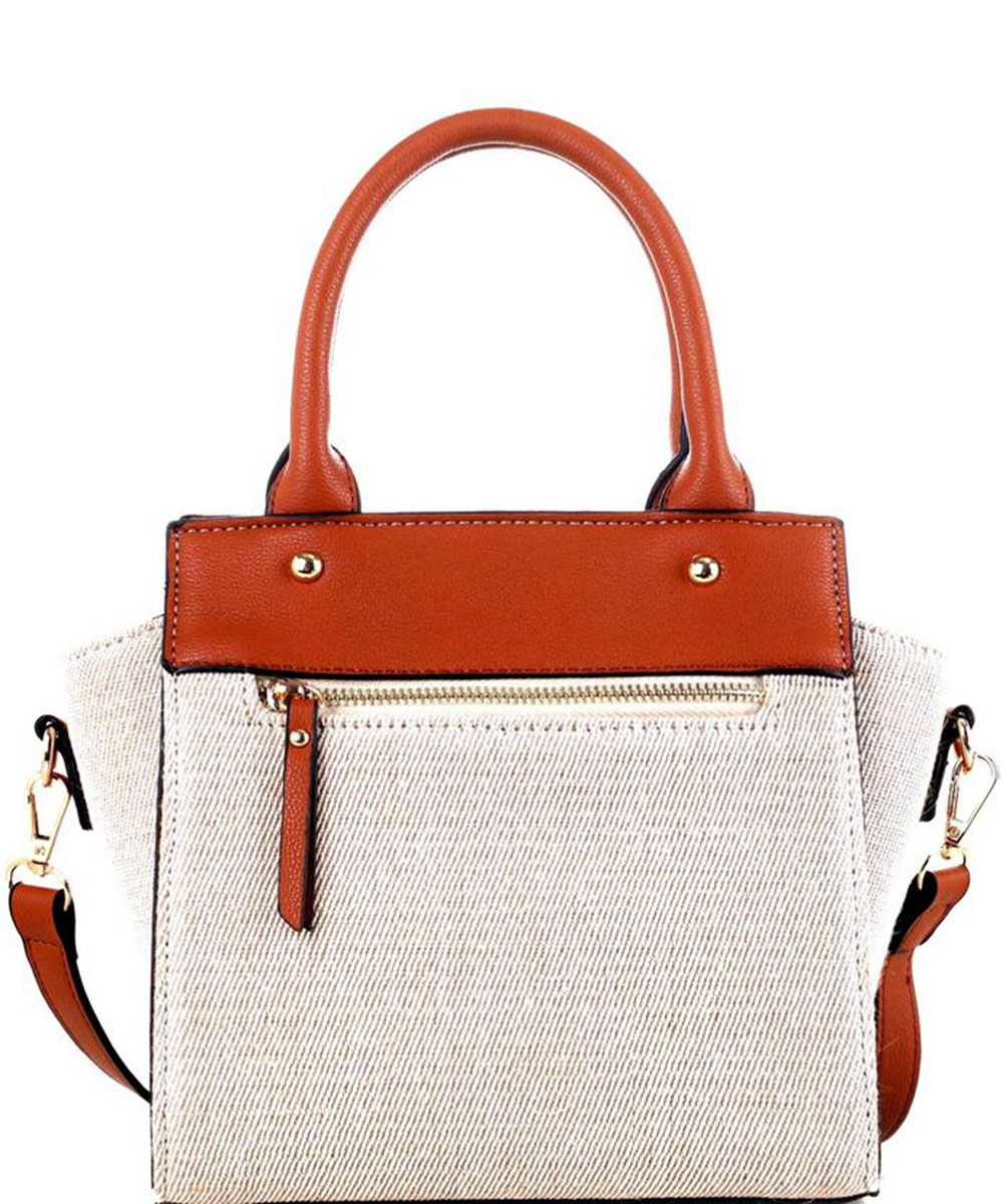 Linen Wing Satchel FC19509 BROWN: Wholesale Handbags | Fashion Handbags ...
