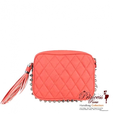 Fashionable Chic Leatherette Handbag w/ Stud Linning and Stringy Zipper Handle