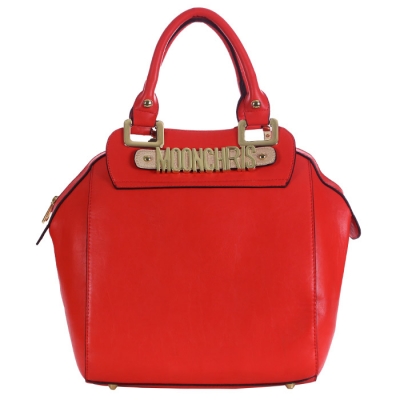 Moon Chris Designer Inspired Faux Leather Zipper Top Handbag 33219 - Red