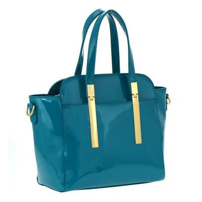 David Jones Patent Leather Handbag 33397 - Turquoise