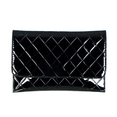 Patent Leather Quilted Clutch Bag 34969 - Black