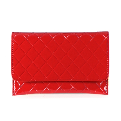Patent Leather Quilted Clutch Bag 34969 - Red