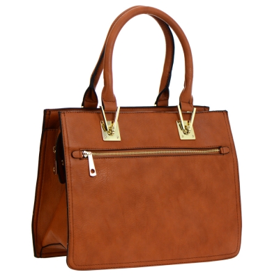Faux Leather Tote Bag 35356 - Brown