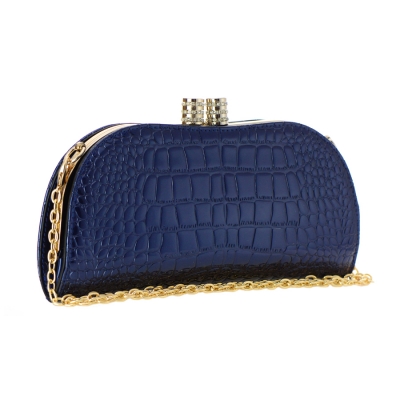 Animal Skin Patent Leather Clutch Bag 35404 - Blue