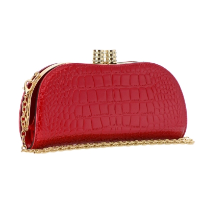 Animal Skin Patent Leather Clutch Bag 35404 - Red