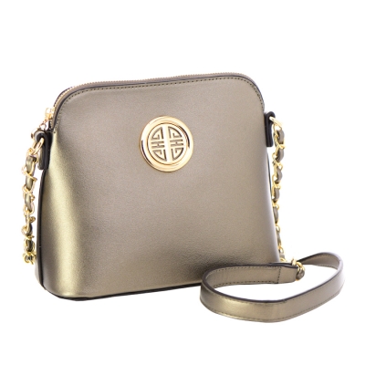 Faux Leather Crossbody Bag 35584 - Pewter