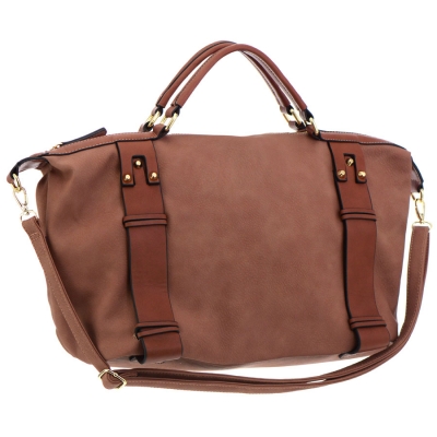 Faux Leather Shoulder Bag 35735 - Coffee