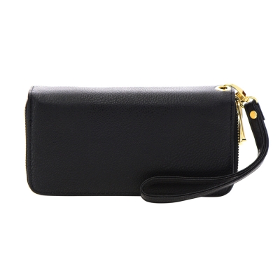 Faux Leather Double Compartment Wallet 35823 - Black
