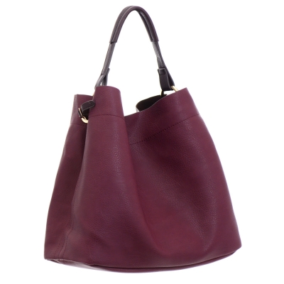 Faux Leather Hobo Bag 35828 - Burgundy