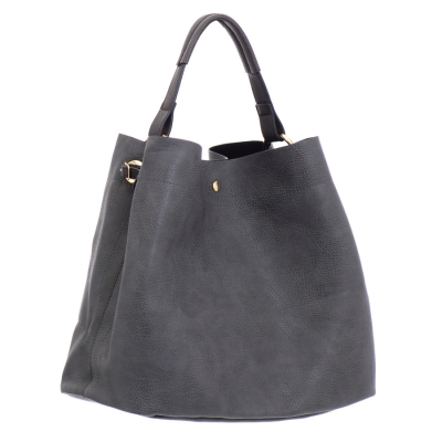 Faux Leather Hobo Bag 35828 - Gray