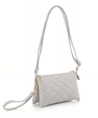 Quilted Versatile 3-Compartment Wristlet Cross Body Fc20245 Gray