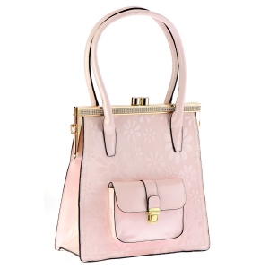 Patent Leather Floral Design Shoulder Bag 35414 - Pink