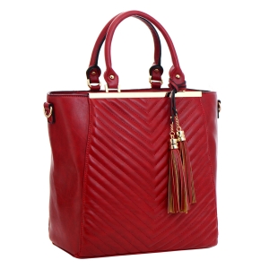 Faux Leather Tote Bag 35761 - Red
