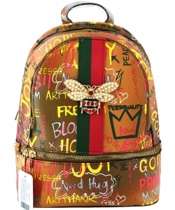 Trendy Queen Bee Stripe Monogram Sling Backpack HF-CS750B