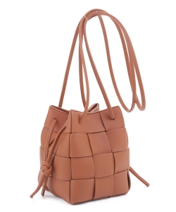 Small Leather Cassette Bucket Bag Sj20336 Brown