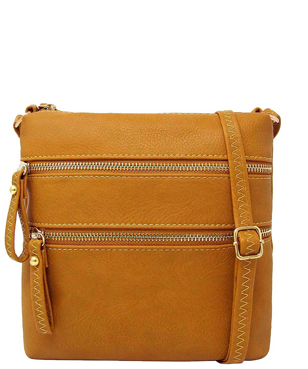 Double Zip Fashion Crossbody Bag WU085